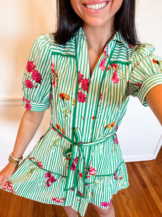 Garden Party Stripe Tie Dress