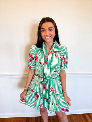 Garden Party Stripe Tie Dress