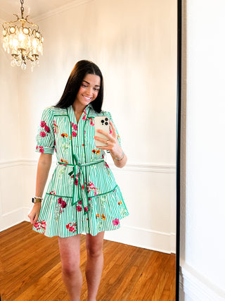 Garden Party Stripe Tie Dress