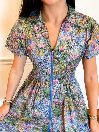 Wildflower Meadow Zip Midi Dress