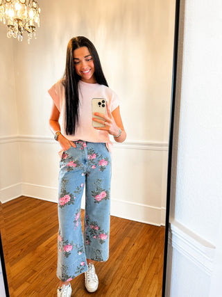 Rose Garden Cropped Wide-Leg Jean
