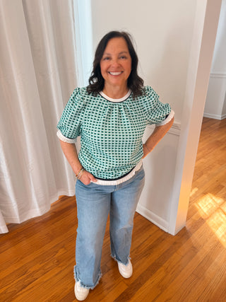 Checkmate Puff Sleeve Top