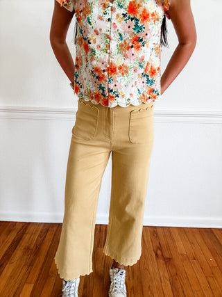 Golden Garden Flutter Sleeve Top