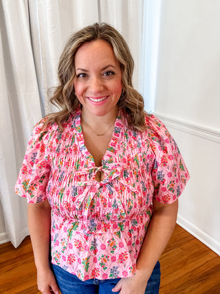 Pink Petals Peplum Blouse