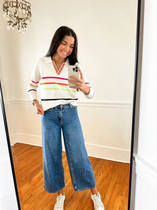 Rainbow Coast Collared Sweater