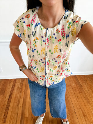 Wildflower Meadow Button Top