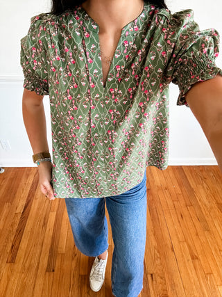 Garden Path Puff Sleeve Top