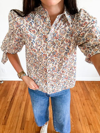 Wildflower Tie-Sleeve Blouse