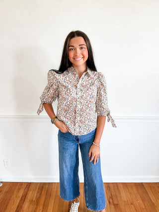 Wildflower Tie-Sleeve Blouse