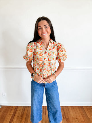 Citrus Grove Puff Sleeve Top