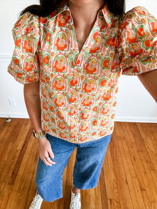 Citrus Grove Puff Sleeve Top