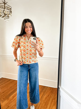 Citrus Grove Puff Sleeve Top