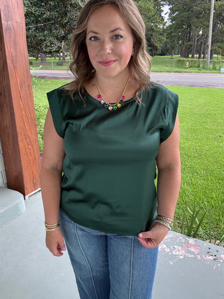 Everly Satin Shoulder Top