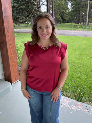 Everly Satin Shoulder Top