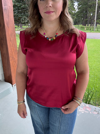 Everly Satin Shoulder Top