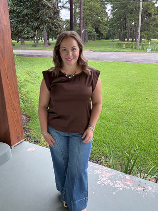 Everly Satin Shoulder Top