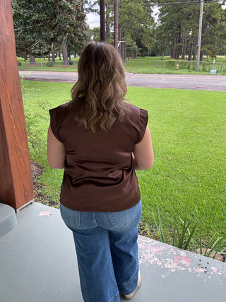 Everly Satin Shoulder Top