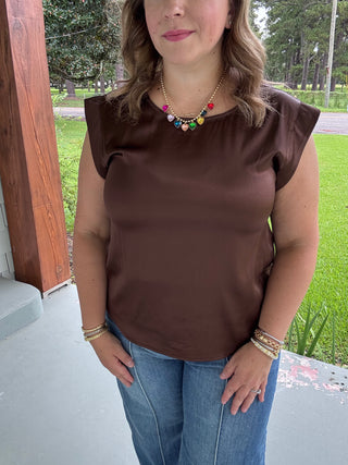 Everly Satin Shoulder Top