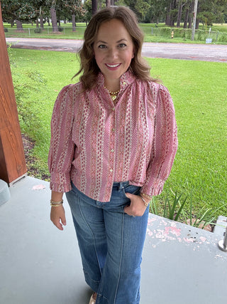 Maribel Printed Button-Up Blouse