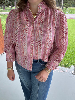 Maribel Printed Button-Up Blouse
