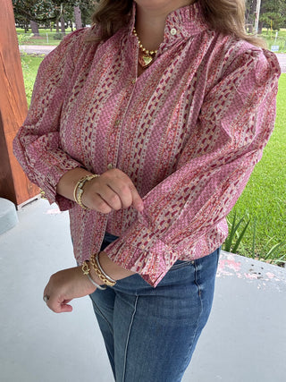 Maribel Printed Button-Up Blouse