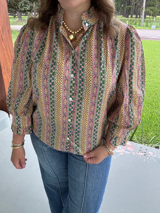 Maribel Printed Button-Up Blouse