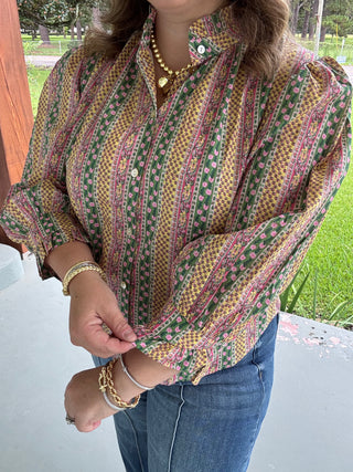 Maribel Printed Button-Up Blouse