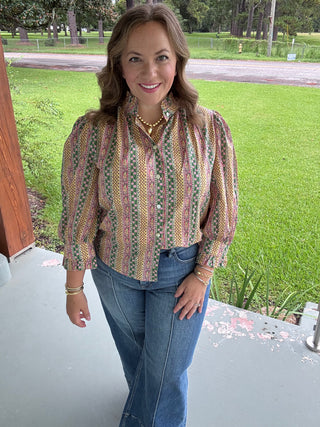 Maribel Printed Button-Up Blouse