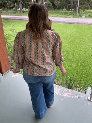 Maribel Printed Button-Up Blouse