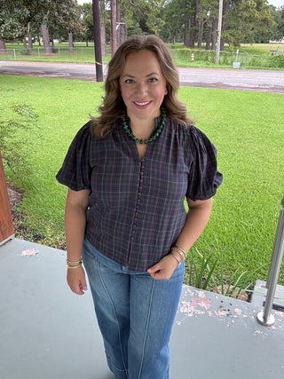 Hadley Plaid Button-Up Blouse