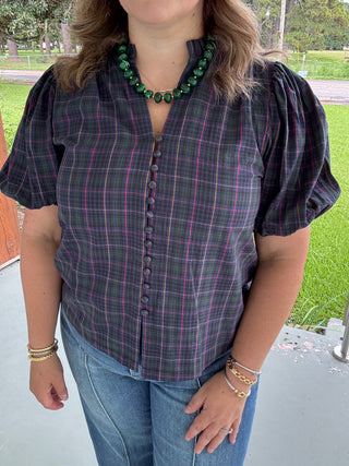 Hadley Plaid Button-Up Blouse