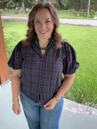 Hadley Plaid Button-Up Blouse