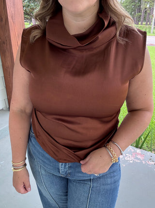 Satin Cowl Neck Blouse