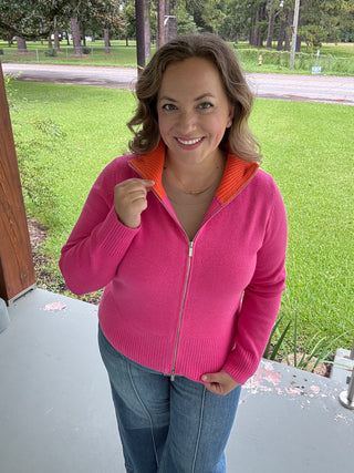 Colorblock Zip Sweater