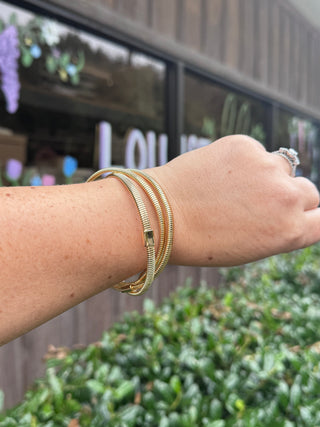 Golden Triple Wrap Coil Bracelet