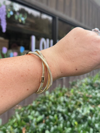 Golden Triple Wrap Coil Bracelet
