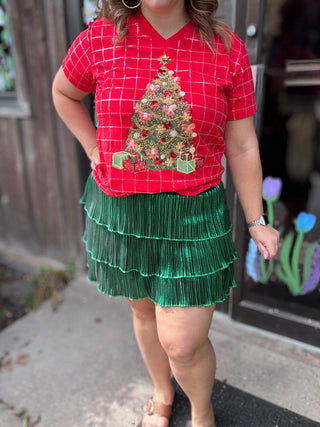 Merry & Bright Metallic Ruffle Skirt