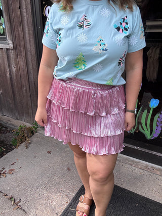 Merry & Bright Metallic Ruffle Skirt