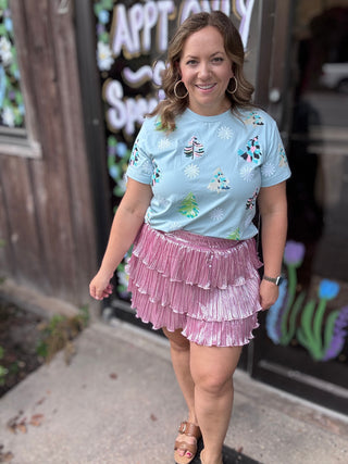 Merry & Bright Metallic Ruffle Skirt