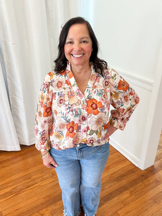 Harvest Bloom Button-Front Top