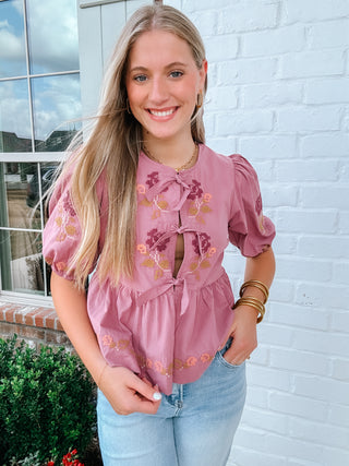 Raspberry Bow Tie Top