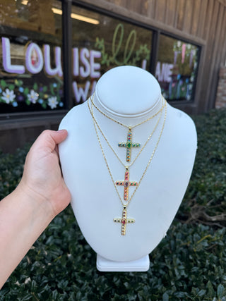 Radiant Faith Gem Cross Necklace