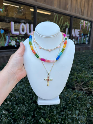 Radiant Faith Gem Cross Necklace