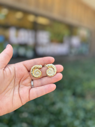 Golden Spiral Statement Earrings