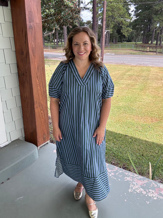 The Hadley Striped Midi Dress