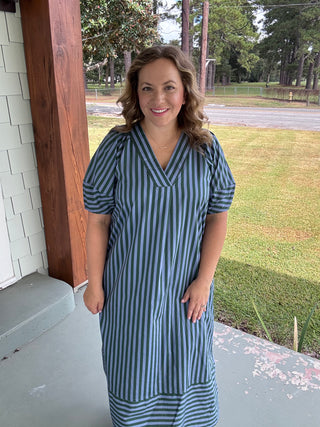 The Hadley Striped Midi Dress