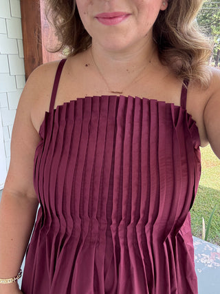 Sienna Pleated Mini Dress Merlot