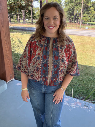 Savannah Charm Boho Printed Blouse