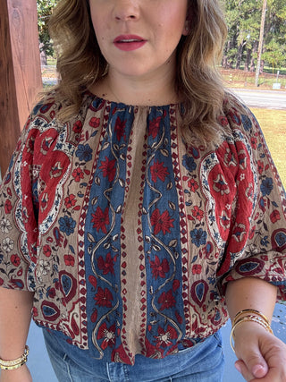 Savannah Charm Boho Printed Blouse