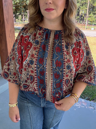 Savannah Charm Boho Printed Blouse